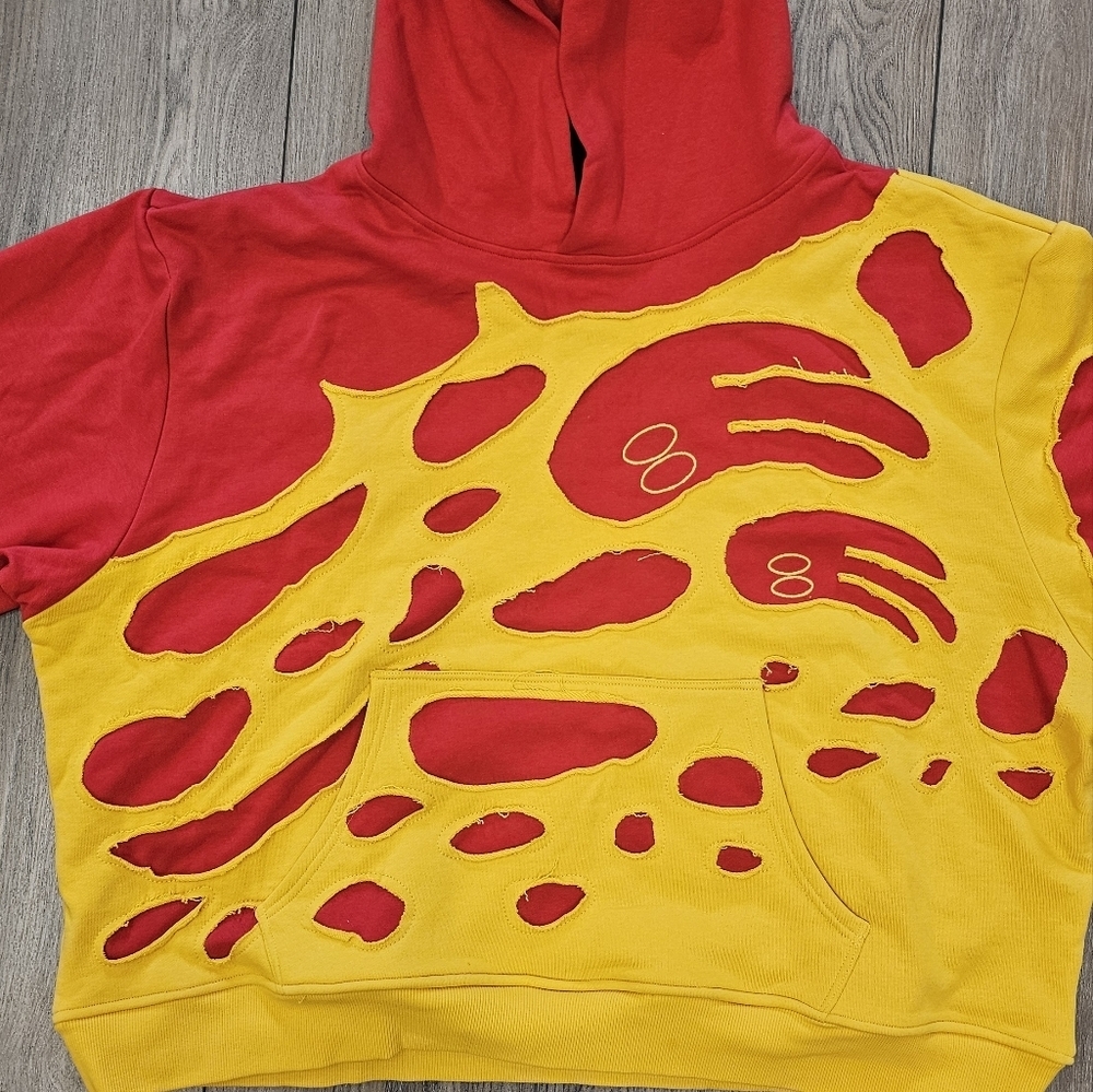 Red, yellow, casual, streetwear, distressed, hoodie, street, thick, unisex, Star